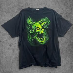 Y2K Green Snake Skull Tee